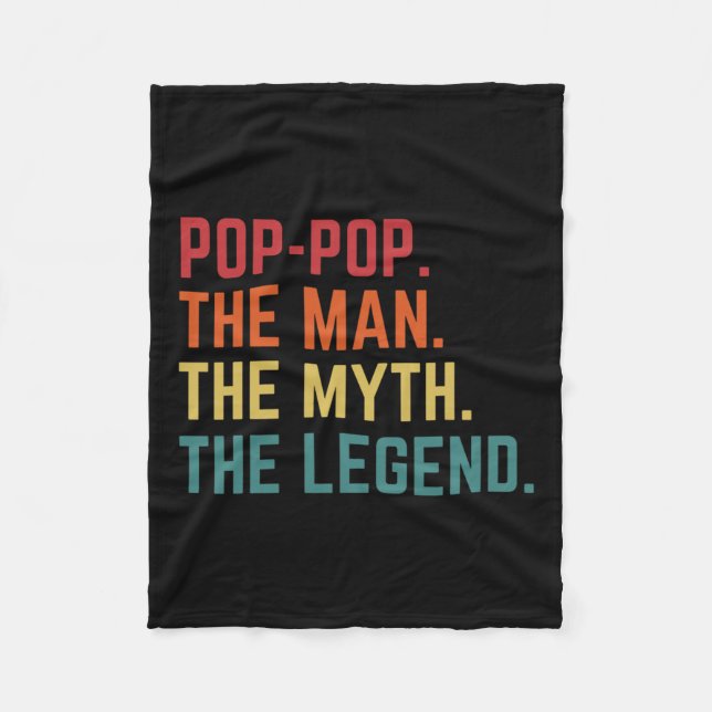 Pop-pop Man Myth Legend Pappa Grandpa Fars dag Fleecefilt (Framsidan)