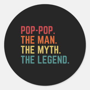 Pop-pop Man Myth Legend Pappa Grandpa Fars dag Runt Klistermärke