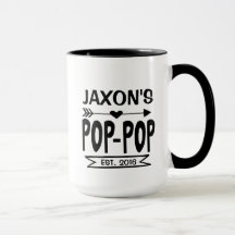 Pop Pop Mugg med Grandchild's Namn & Birth Year