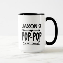 Pop Pop Mugg med Grandchild's Namn & Birth Year