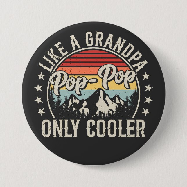 Pop-pop som en "Grandpa Only Cooler Retro Round" Knapp (Framsida)