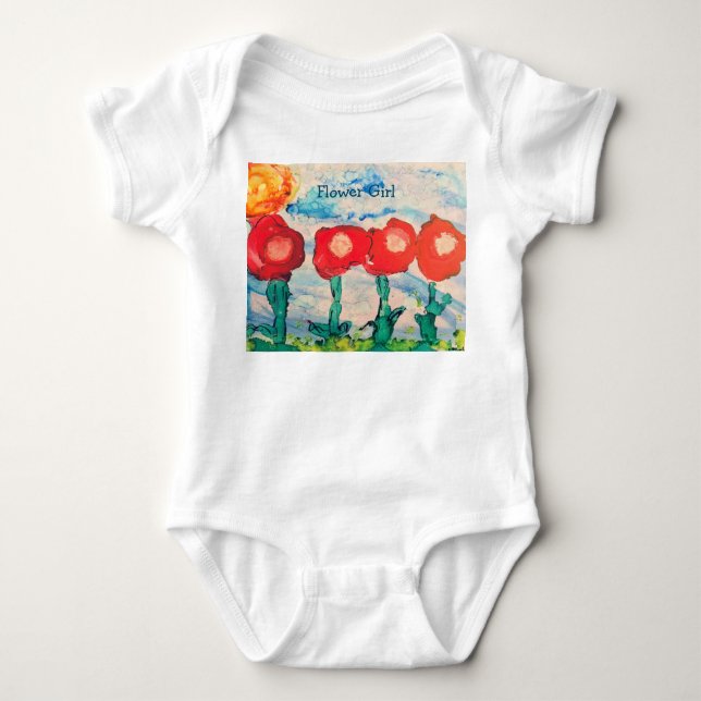 Pop Poppies Flower Girl Outfit T Shirt (Framsida)