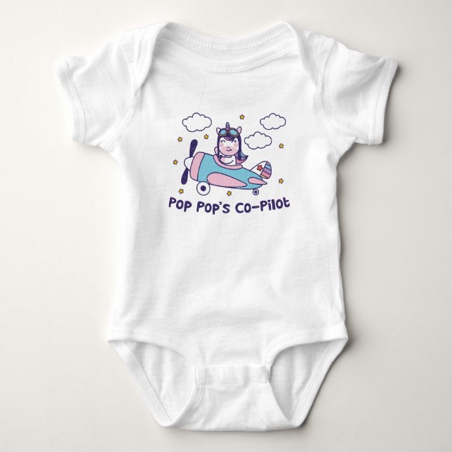 Pop Pops andrepilot - Enhörningsflygplan T Shirt (Framsida)