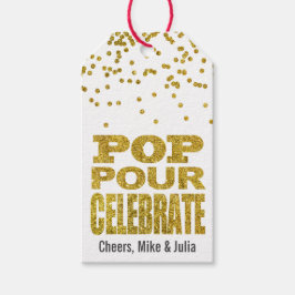 Pop Pour Celebrate Guld Faux Glitter Anpassningsba Presentetikett