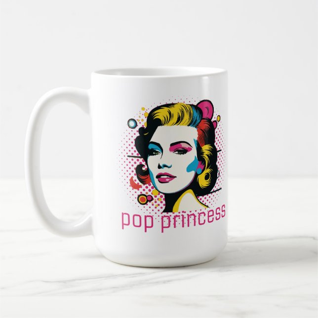 Pop prinsessa, ansikte, abstrakt art ansikte kaffemugg (Vänster)