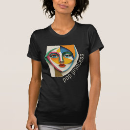 Pop prinsessa, ansikte, abstrakt art ansikte t shirt