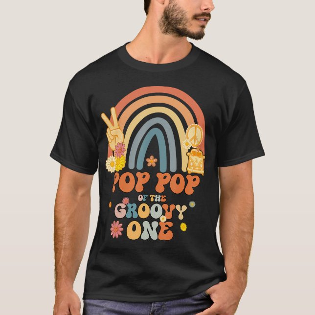 Pop-pucko från Groovy One Rainbow Boho Birthday Pa T Shirt (Framsida)