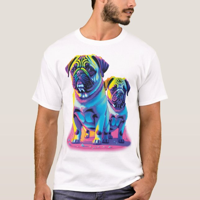 Pop Pugs in Pink  T Shirt (Framsida)