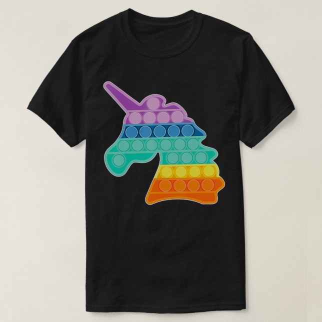 Pop Push Fidget Sensory Leksak Unicorn Rainbow Bub T Shirt (Design framsida)