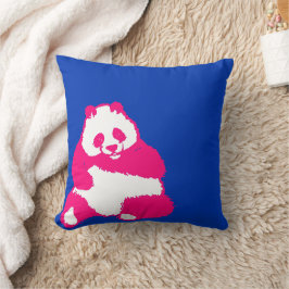 Pop Red Panda Bläck Blue Dekorativ kudde