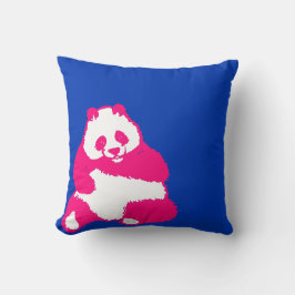 Pop Red Panda Bläck Blue Dekorativ kudde
