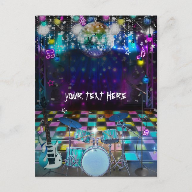 Pop Rock-stjärna Födelsedagsdansparty Tack Vykort (Framsida)