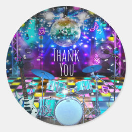 POP Rockstjärna DANSFEST Födelsedags Musikaliskt F Runt Klistermärke