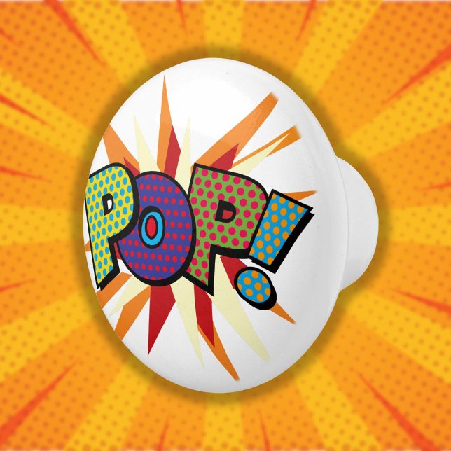 POP Roligt Coola Retro Tecknad Bok Pop Art Knopp (POP Fun Cool Retro Comic Book Pop Art Ceramic Knob)