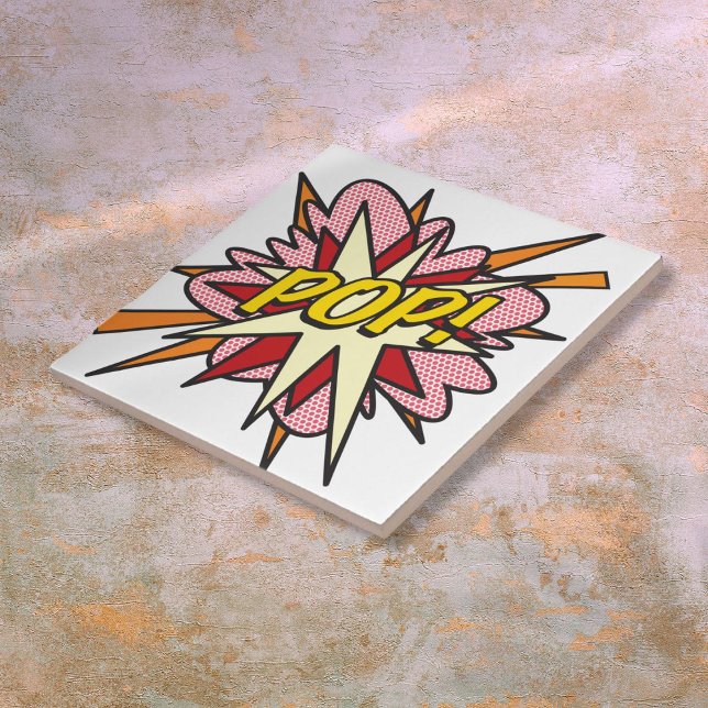 POP-Roligt Retro Tecknad Bok-popup-bild Kakelplatta (POP Fun Retro Comic Book Pop Art Ceramic Tile)