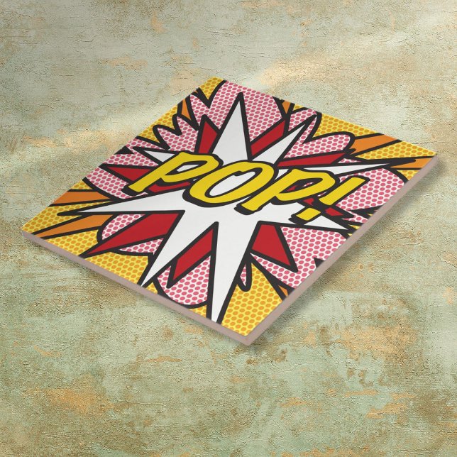 POP-Roligt Retro Tecknad Bok-popup-bild Kakelplatta (POP Fun Retro Comic Book Pop Art Ceramic Tile)