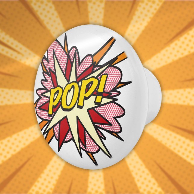 POP-Roligt Retro Tecknad Bok-popup-bild Knopp (POP Fun Retro Comic Book Pop Art Ceramic Knob)