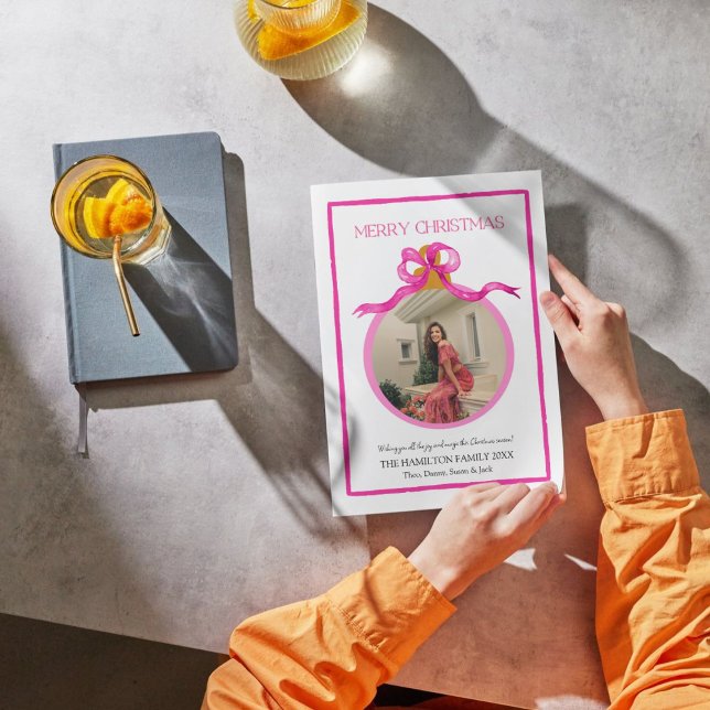 Pop Rosa Bow Coquette Julfoto Julkort (Skapare uppladdad)