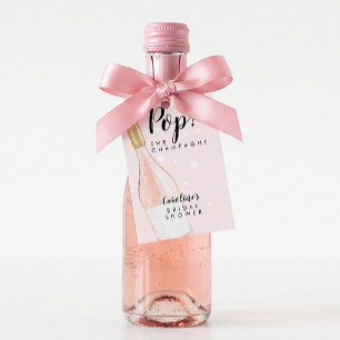 Pop! Rosa champagne bröllopsduschtagg Presentetikett