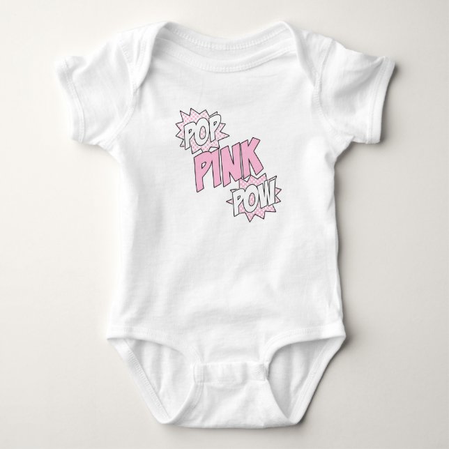 Pop Rosa Pow - Baby Jersey Bodykostym (vit) T-shirt (Framsida)