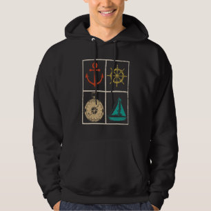 Pop Segelbåt Kompass Sjöman Ankar Marin Segling Hoodie