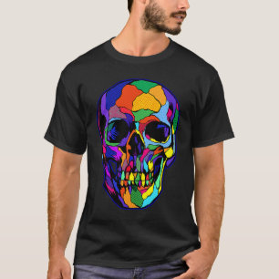 Pop Skull Bones Skeleton Colorful Death Head Hallo T Shirt