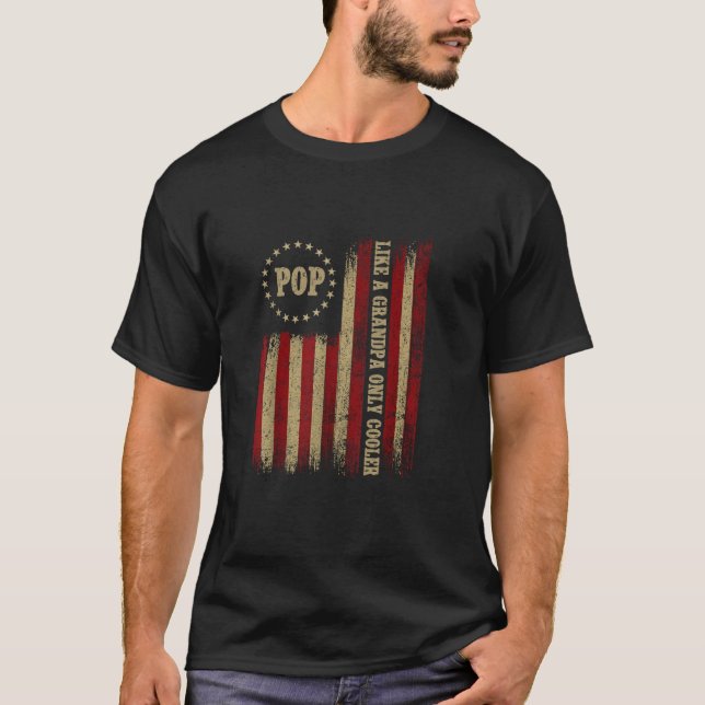 POP som en farfar, ENDAST COOLER Funny Fars dag G T Shirt (Framsida)