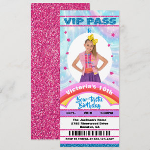 Pop Star Bow Photo VIP-pass biljett Birthday Inbjudningar