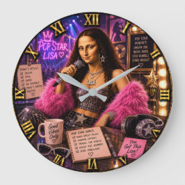 Pop Star Funny Mona Lisa Music Lover Gift Stor Klocka