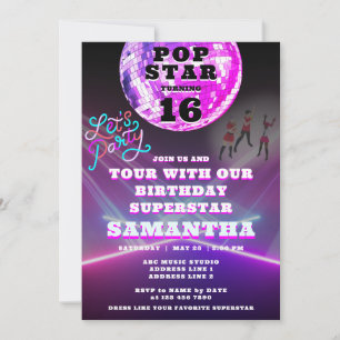 Pop Star Party som en superstar-Rockstjärna på föd Inbjudningar