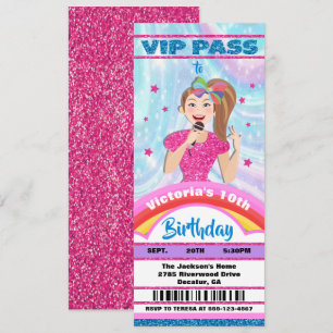 Pop Star Singer VIP-pass biljett Birthday Inbjudningar