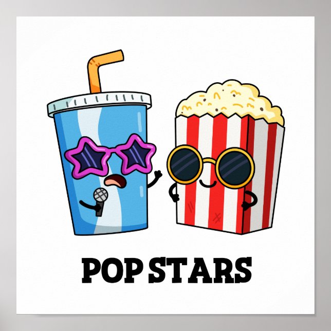 Pop Stars Funny Soda Pop Popcorn Pun Poster (Framsidan)
