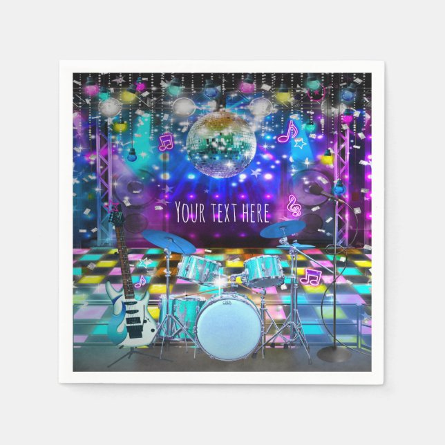 POP STJÄRNA FEST Födelsedagsmusik Dans Pappersservett (Framsidan)