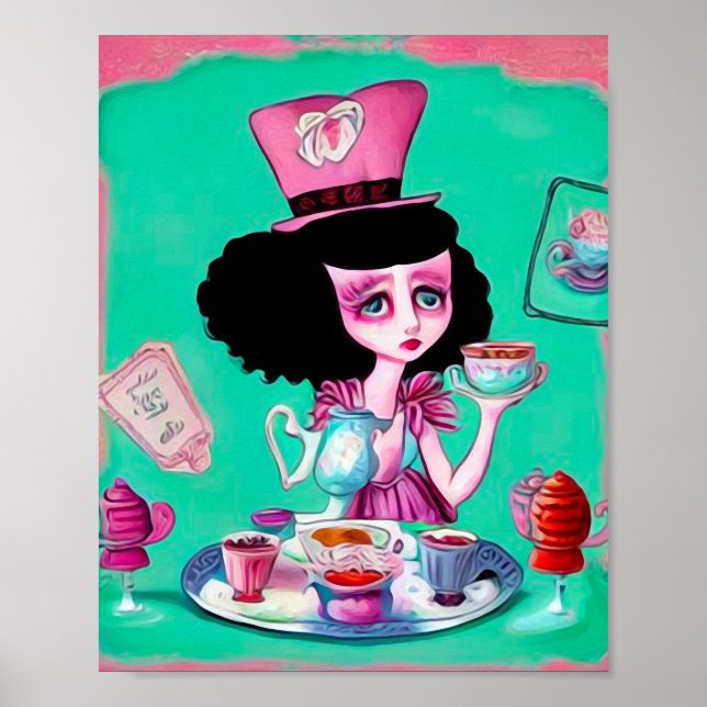 Pop Surrealism Mad Hatter Girl Poster (Framsidan)
