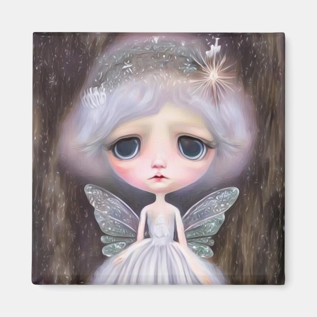 Pop Surrealism Vintage Sorgsen Sagan Docka Magnet (Framsidan)