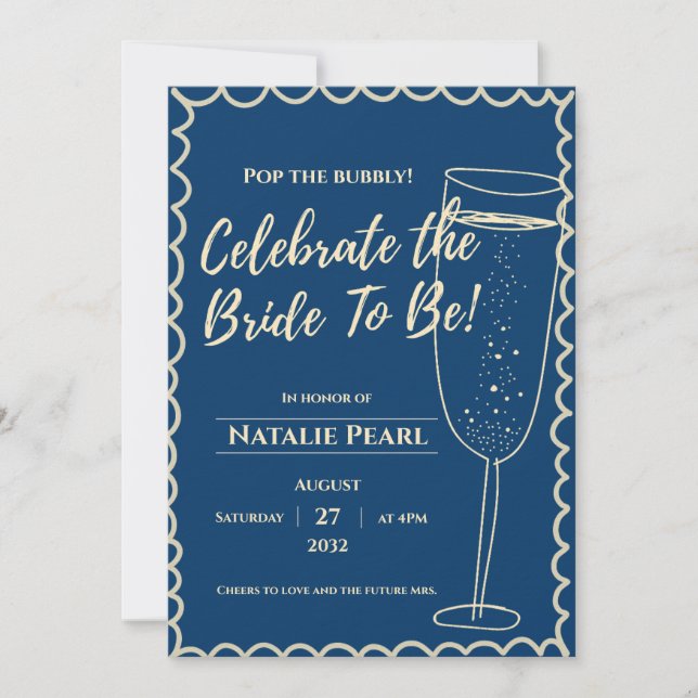 Pop the Bubbly Champagne Theme Bridal Shower  Inbjudningar (Framsida)