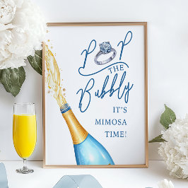 Pop the Bubbly Mimosa Bar Bröllopsfestskylt Poster