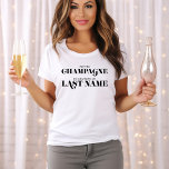 "Pop the Champagne" - Bride to be Tee<br><div class="desc">Utformning av trendig och chic brudens sida.</div>