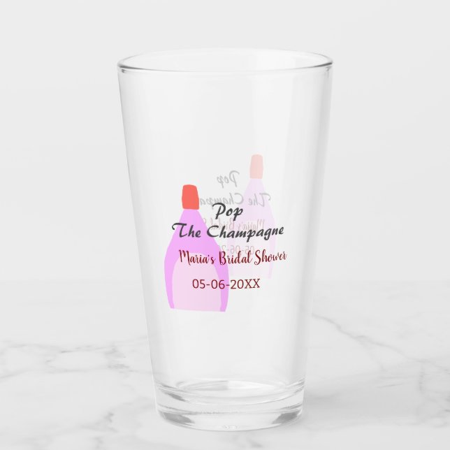 Pop the Champagne rosa bröllopsdusch lägg till nam Glaskopp (Framsida)