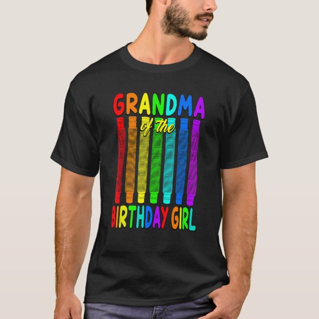 Pop Tube Birthday Grandma of the Birthday Girl T Shirt (Framsida)