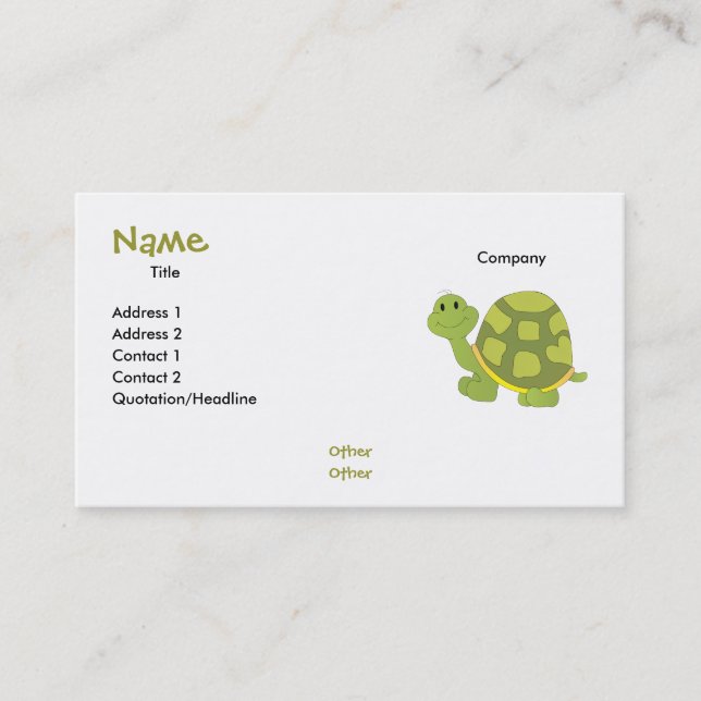 Pop Turtle! Visitkort (Framsida)