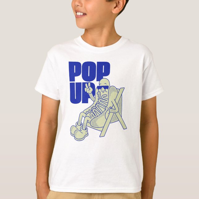 Pop Up Hot Dog Tecknad Retrokonst T Shirt (Framsida)