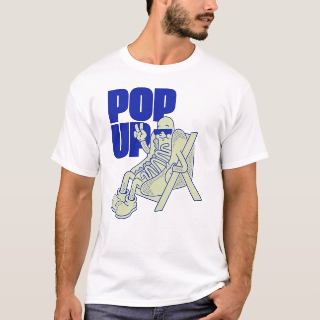 Pop Up Hot Dog Tecknad Retrokonst T Shirt (Framsida)