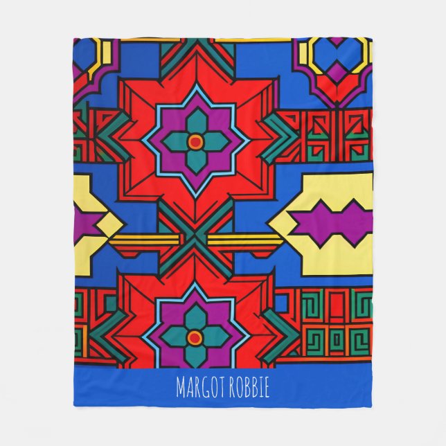 Pop upp sexhörblommor Red Blue Isometric Mönster Fleecefilt (Framsidan)