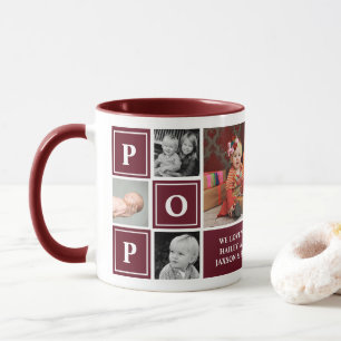 Pop Vi älskar dig Maroon anpassad fotokollage Mugg