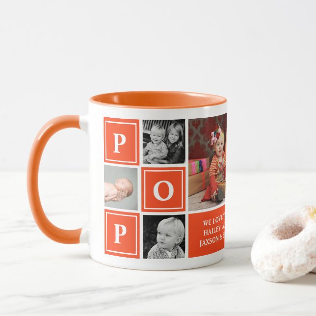 Pop Vi Älskar Dig Orange Anpassad Fotokollage Mugg (Med munk)