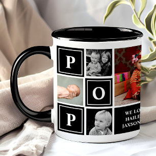 Pop Vi Älskar Dig Svart Anpassad Fotokollage Mugg