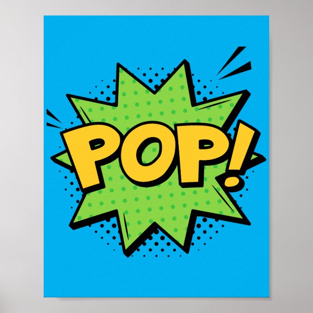 Pop! Vibrant pop Art Tecknad Burst Poster (Framsidan)