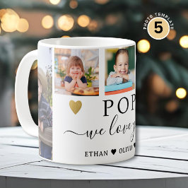 POP We Love You Grandkids 5 Photo Collage Kaffemugg