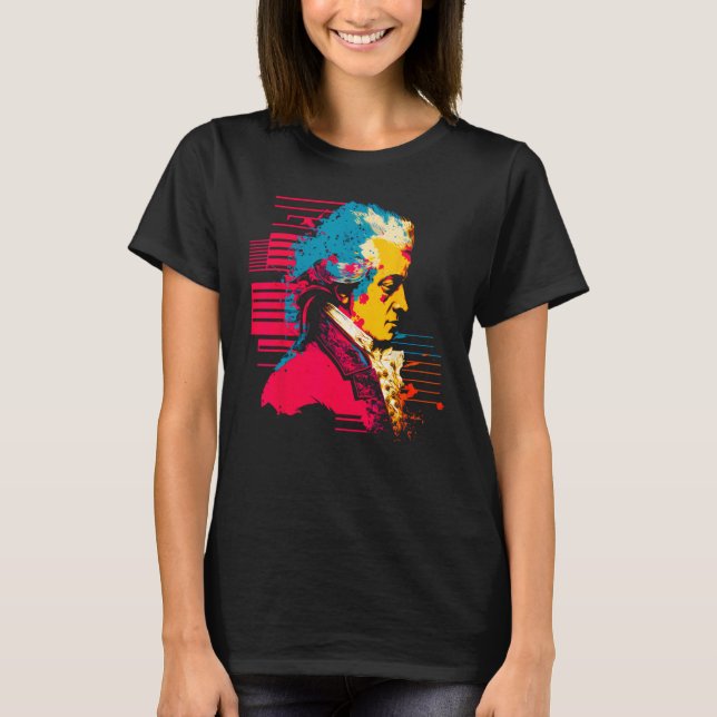 Pop Wolfgang Amadeus Mozart Pianist T Shirt (Framsida)